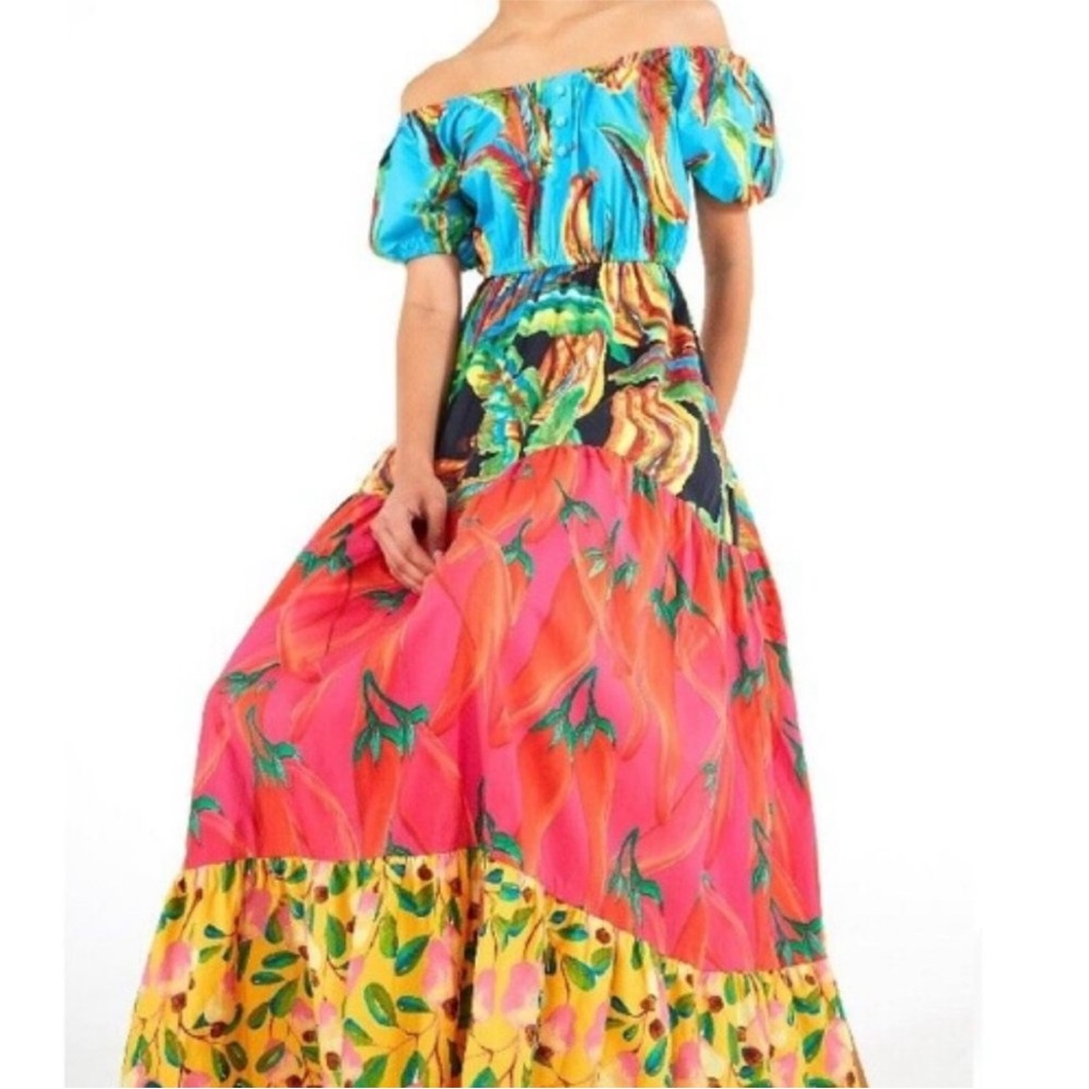 FARM Rio Colorful Off-Shoulder Maxi Dress - Picture 2 of 4